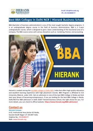 Best BBA Colleges In Delhi NCR-Hierank Business School
