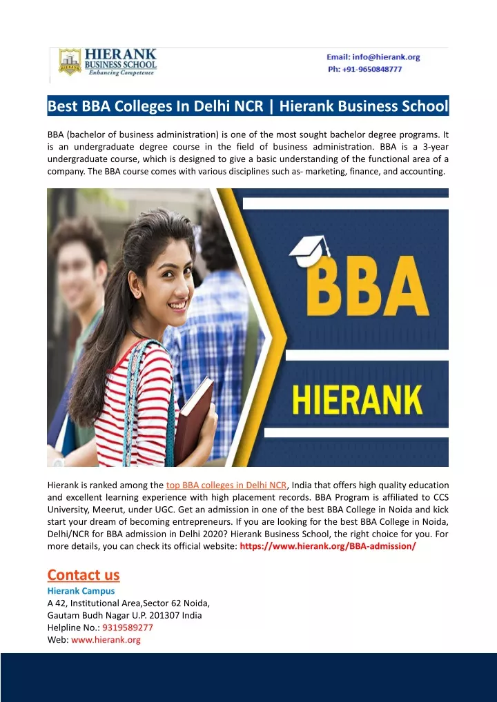 best bba colleges in delhi ncr hierank business