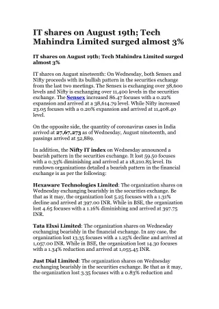 it shares on august 19th tech mahindra limited