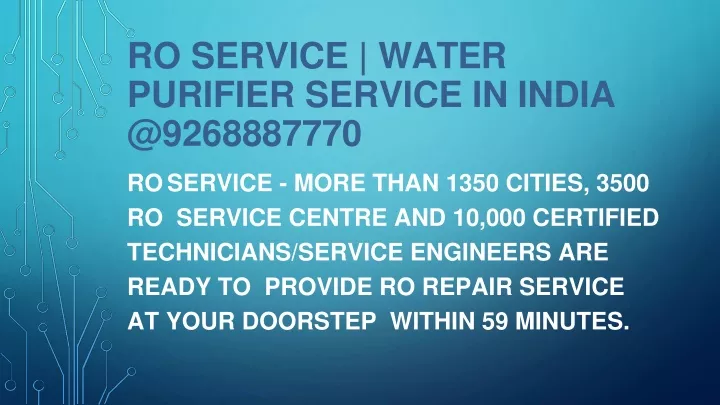 ro service water purifier service in india