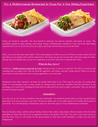 try a mediterranean restaurant in texas