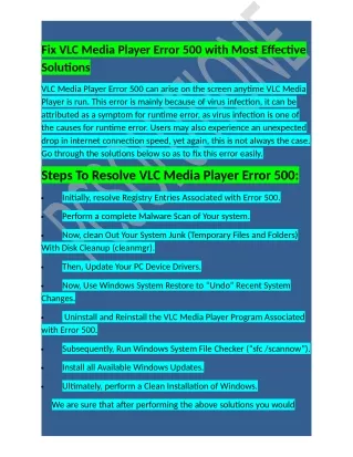 fix vlc media player error 500 with most