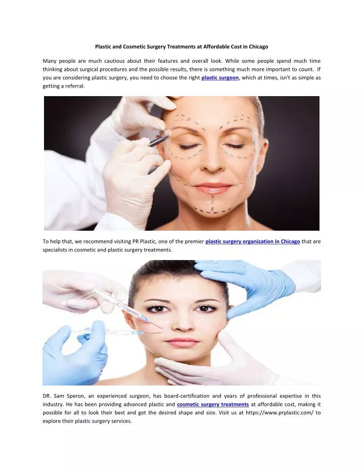 plastic and cosmetic surgery treatments