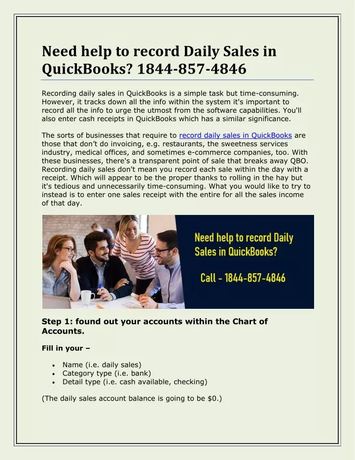 need help to record daily sales in quickbooks