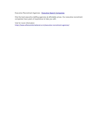 executive recruitment agencies executive search