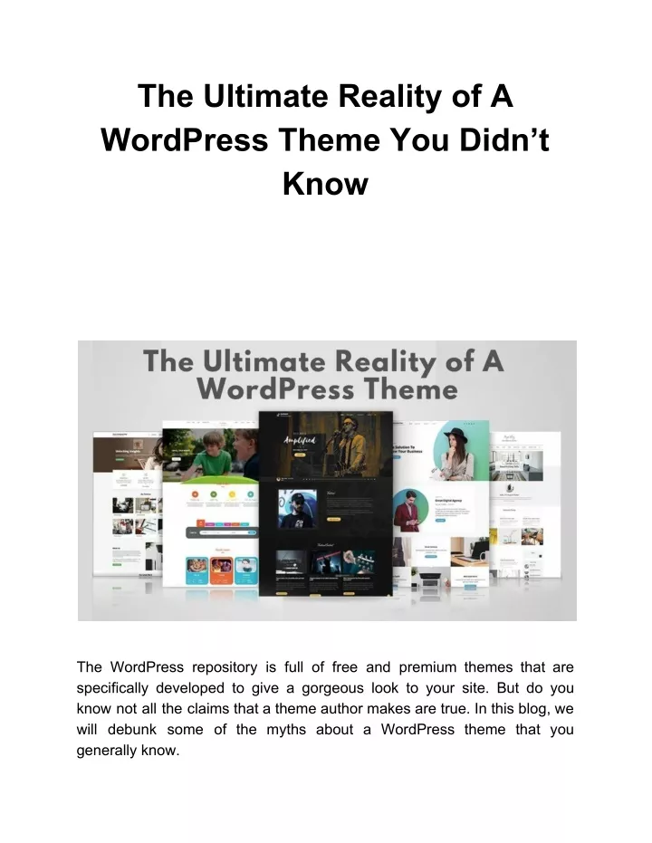 the ultimate reality of a wordpress theme