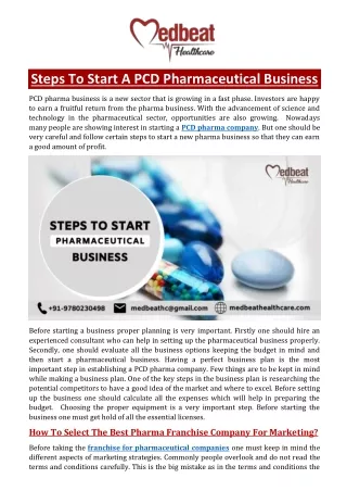 Steps to start a PCD pharmaceutical business