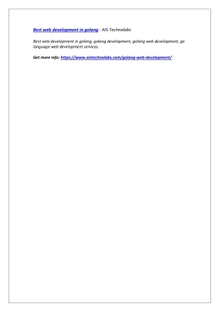best web development in golang ais technolabs