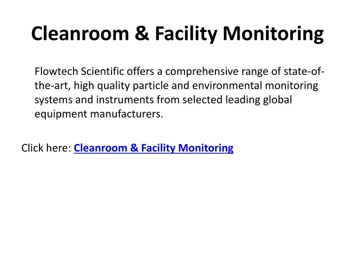 cleanroom facility monitoring