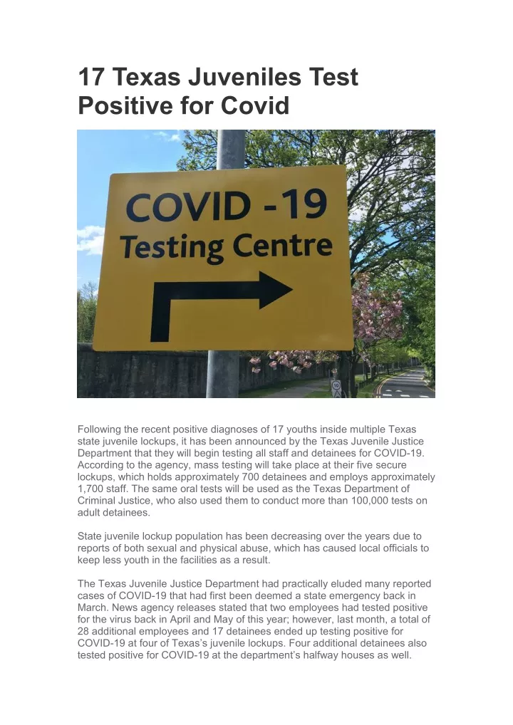 17 texas juveniles test positive for covid