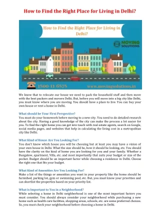 how to find the right place for living in delhi