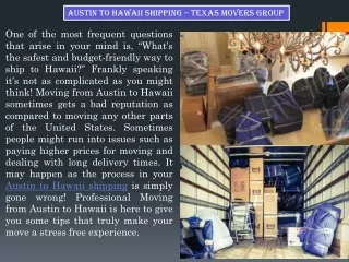 Austin to Hawaii Shipping - Texas Movers Group