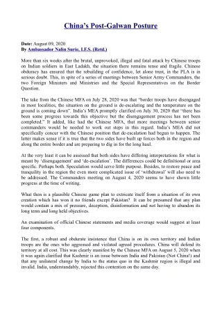 china s post galwan posture