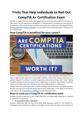 tricks that help individuals to nail out comptia