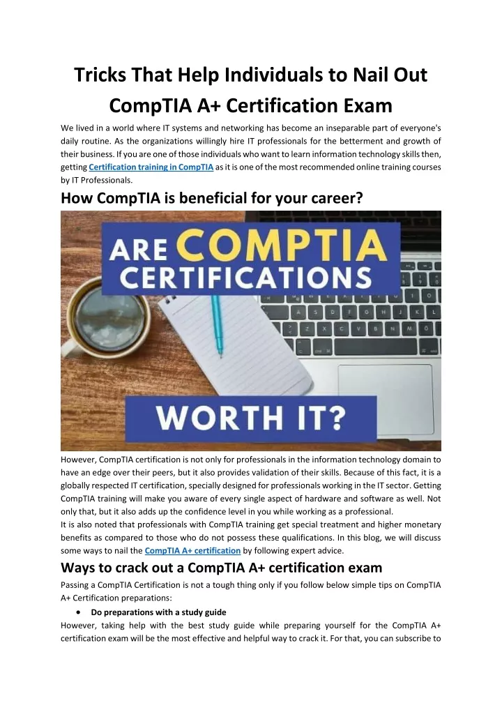 tricks that help individuals to nail out comptia