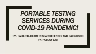 Portable Testings During COVID 19 Pandemic!