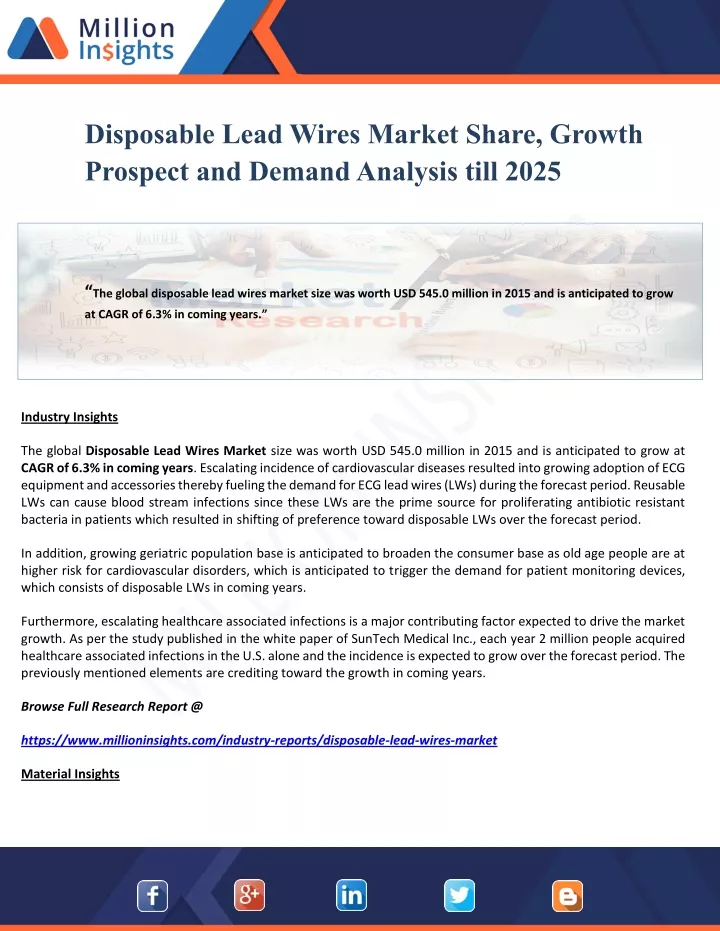 disposable lead wires market share growth