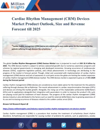Cardiac Rhythm Management (CRM) Devices Market Product Outlook, Size and Revenue Forecast till 2025