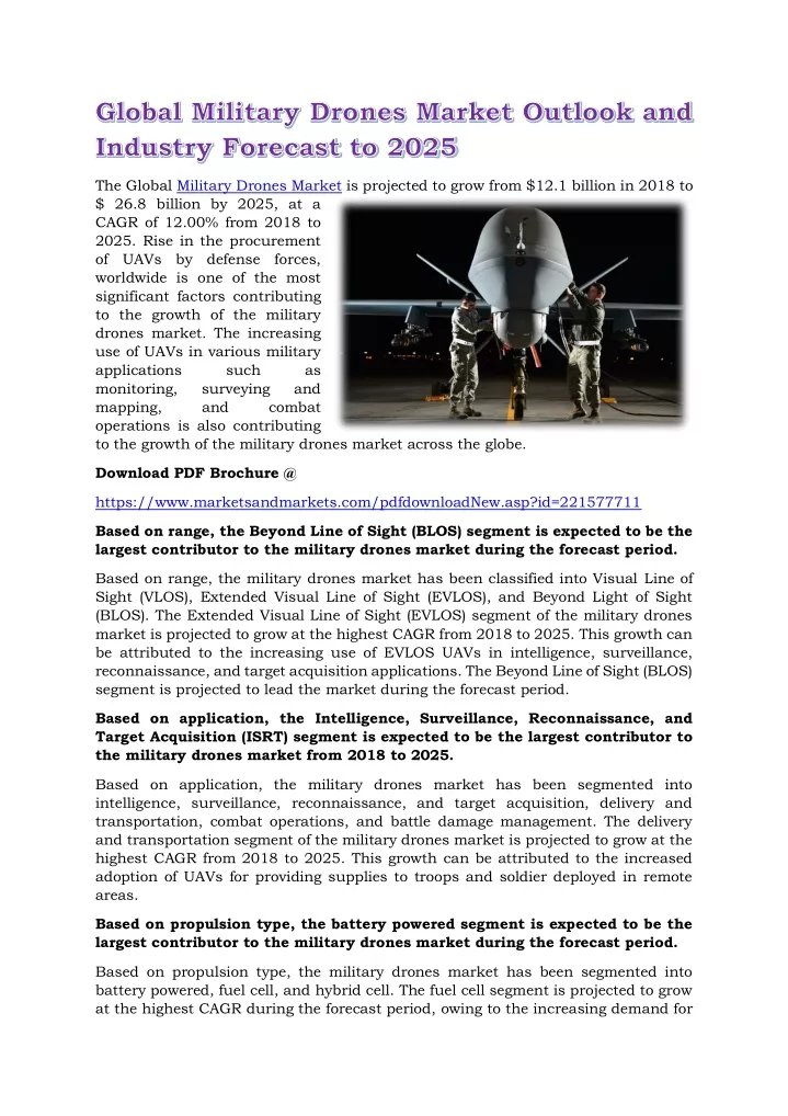 the global military drones market is projected