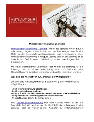 Mietkautionsversicherung Schweiz