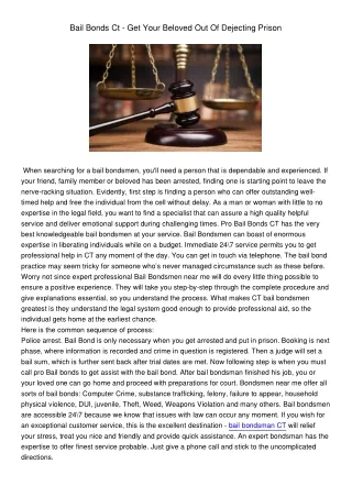 bail bonds ct get your beloved out of dejecting