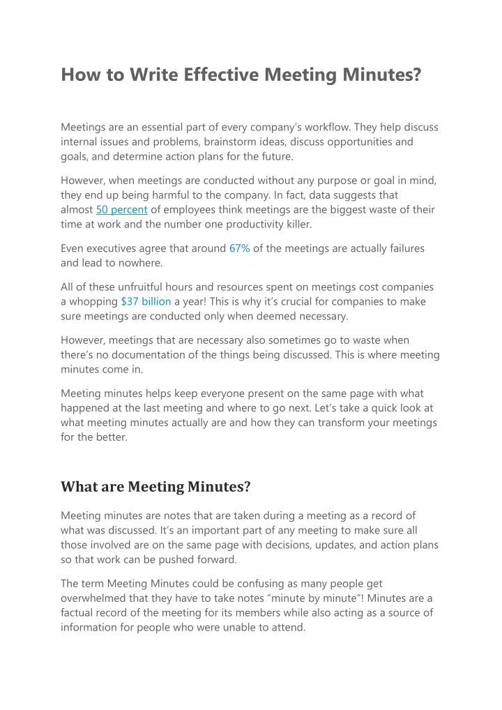 how to write effective meeting minutes
