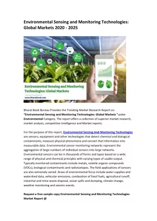 environmental sensing and monitoring technologies