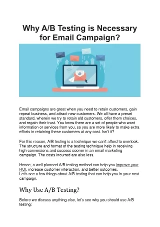 why a b testing is necessary for email campaign