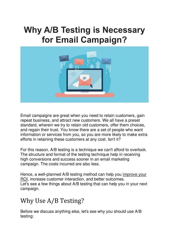 why a b testing is necessary for email campaign