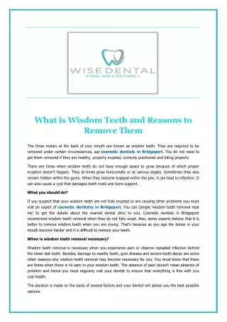 what is wisdom teeth and reasons to remove them