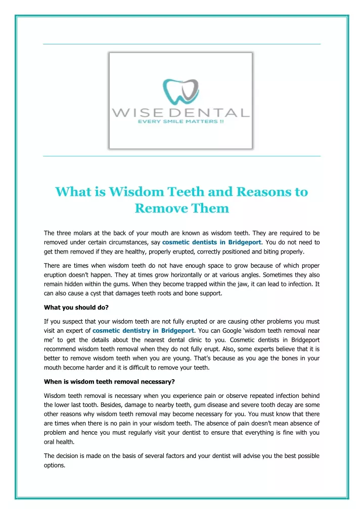 what is wisdom teeth and reasons to remove them