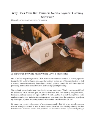 why does your b2b business need a payment gateway