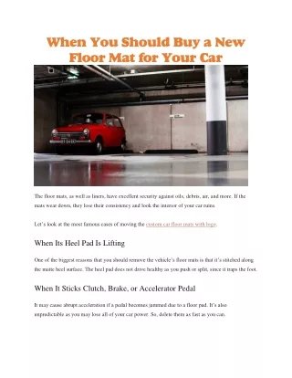 when you should buy a new floor mat for your car