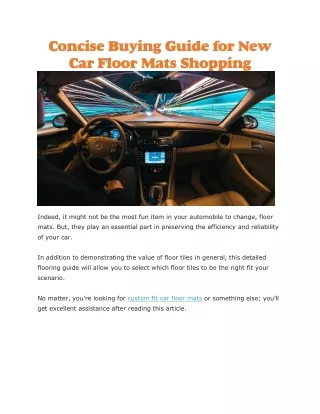 concise buying guide for new car floor mats