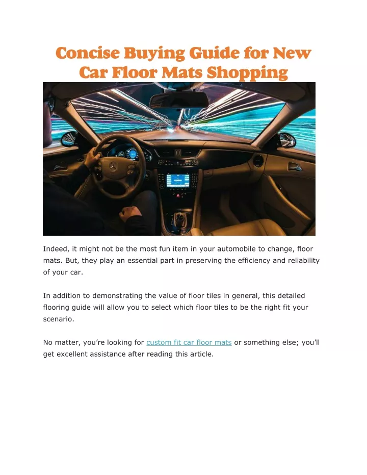 concise buying guide for new car floor mats