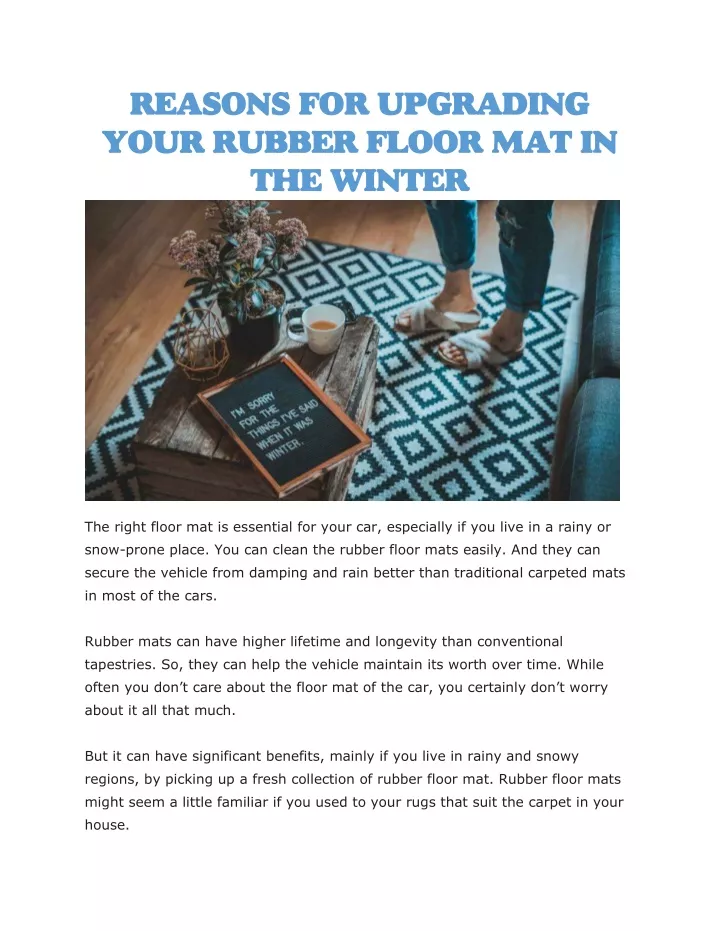 reasons for upgrading your rubber floor