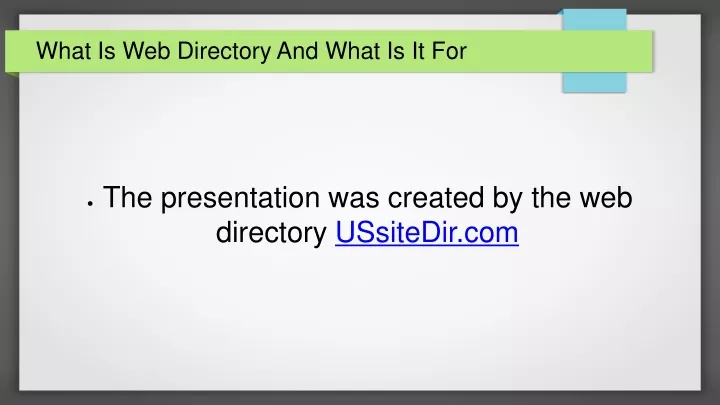 what is web directory and what is it for