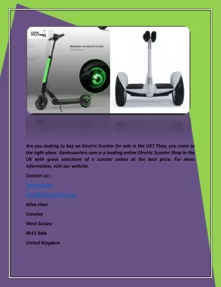 Buy A Electric Scooter Uk | Geek Scooters