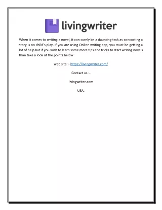 Best novel writing app | Livingwriter.com