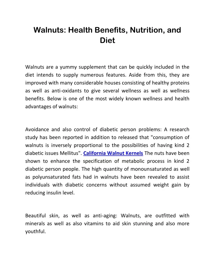 walnuts health benefits nutrition and diet