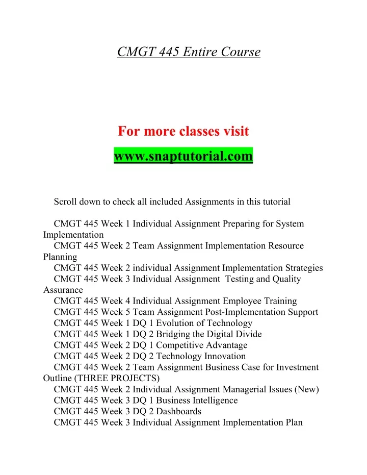 cmgt 445 entire course