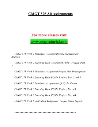 CMGT 575  Marvelous Teaching / snaptutorial.com