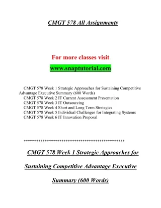 CMGT 578  Marvelous Teaching / snaptutorial.com