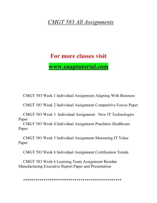 CMGT 583  Marvelous Teaching / snaptutorial.com