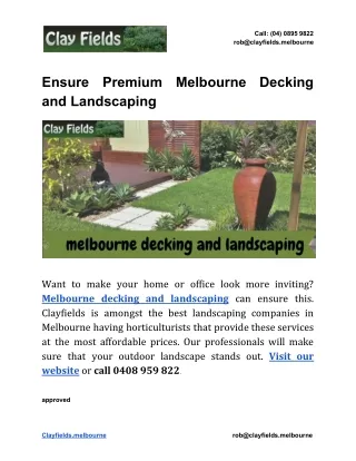 call 04 0895 9822 rob@clayfields melbourne