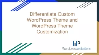 differentiate custom wordpress theme and wordpress theme customization