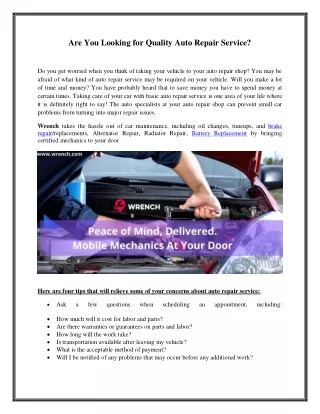 are you looking for quality auto repair service