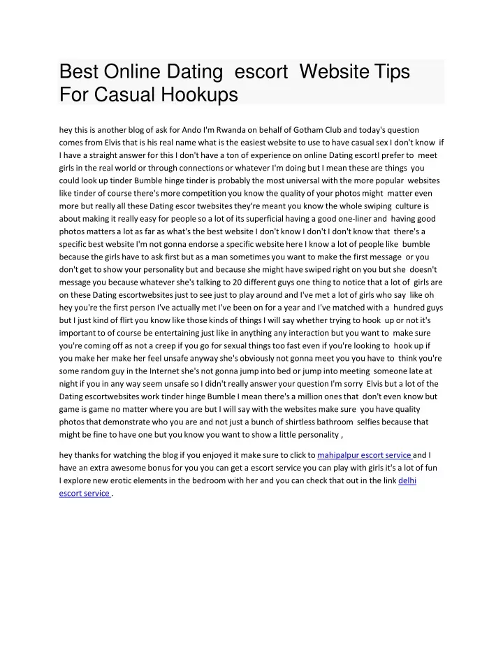 best online dating escort website tips for casual hookups