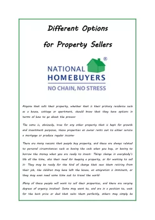 Different options for property sellers