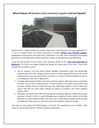 why products of stainless steel handrails